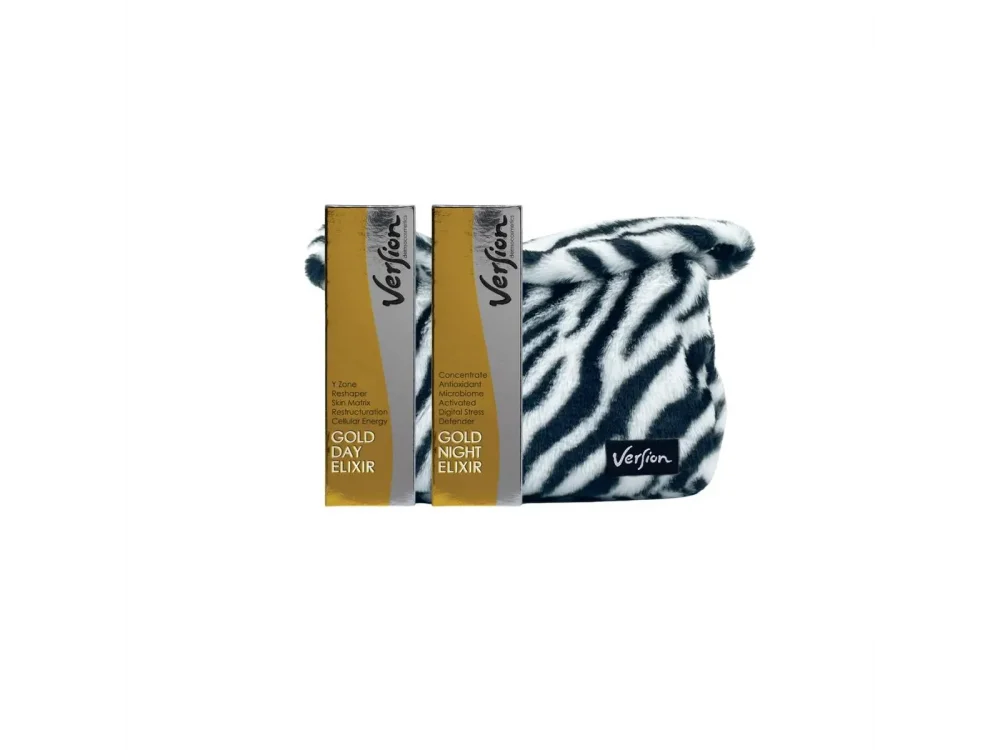 Version Gold Day Elixir & Gold Night Elixir Promo Set, 3D Κρέμα Αναδόμησης, 50ml & Ισχυρή Αντιοξειδωτική Κρέμα Νύχτας, 50ml σε τσαντάκι, 1 σετ