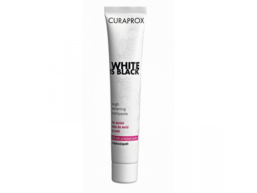 Curaprox White is Black Toothpaste,  Μαύρη Οδοντόκρεμα με ενεργό άνθρακα 90ml