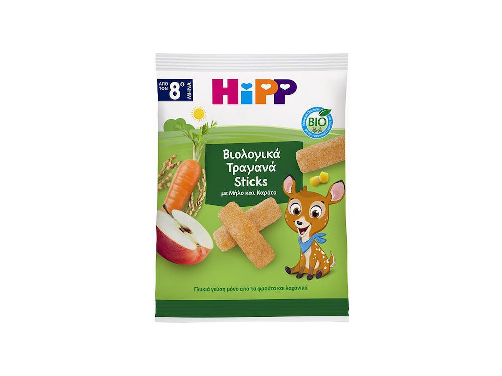 Hipp Bio Sticks, με μήλο και καρότο από 8 μηνών+, 30gr