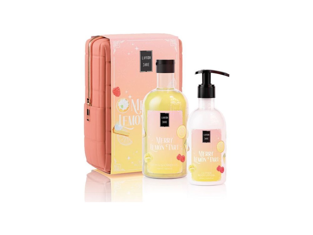 Lavish Care Merry Lemon Christmas Set, Αφρόλουτρο 500ml & Κρέμα Σώματος 300ml, 1σετ