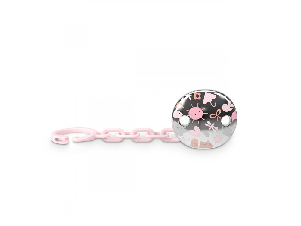 Suavinex New Memories ,Κλιπ Πιπίλας με Αλυσίδα, Ροζ 0m+