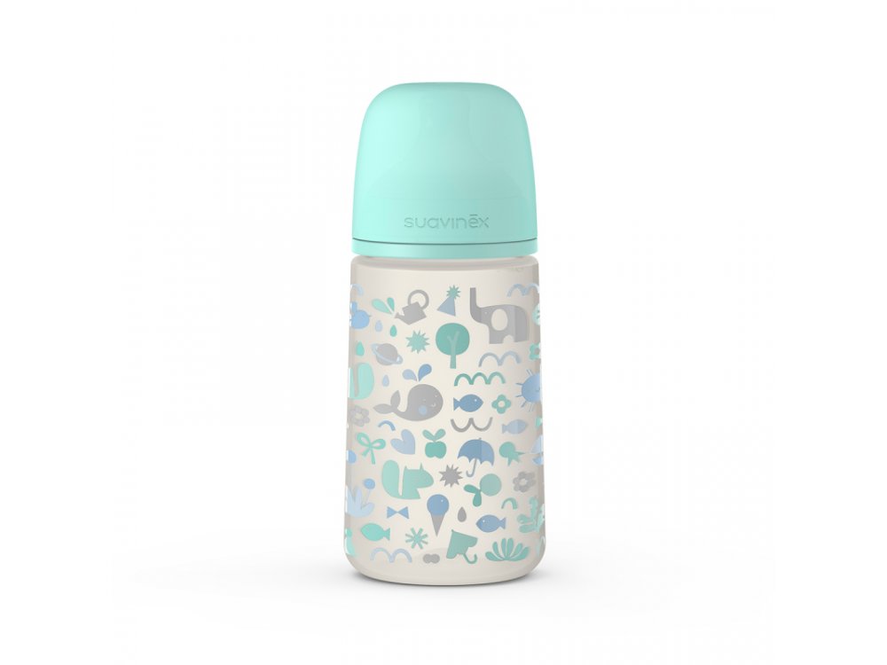 Suavinex Μπιμπερό Σιλικόνης, Memories Mint 3-6m+ 270ml