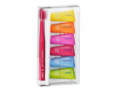 Curaprox Be You Six Taste Pack, 6 οδοντόκρεμες x 10ml & 1 οδοντόβουρτσα