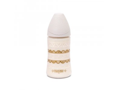 Suavinex Πλαστικό Μπιμπερό Haute Couture Θηλή Σιλικόνης 3P 270ml, White