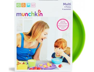 Munchkin 4 Modern Multi-Plates, Πολύχρωμα Πιατάκια Φαγητού 6m+, 4τμχ