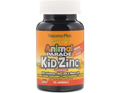 Nature's Plus KidZinc, Συμπλήρωμα Διατροφής με Ψευδάργυρο για Παιδιά (Μανταρίνι), 90chew.tabs