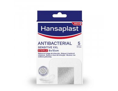 Hansaplast Antibacterial Sensitive Sterile XXL Επιθέματα (8x10cm) Μετεγχειρητικά Eπιθέματα & Επιθέματα Μεγάλων Πληγών, 5τμχ