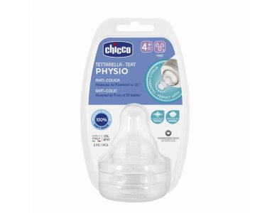 Chicco Physio Teat Anti-Colic, Θηλή Σιλικόνης P5 Γρήγορης Ροής 4m+, 2τμχ