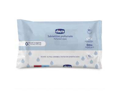 Chicco Perfumed Wipes Μωρομάντηλα Χωρίς Οινόπνευμα & Σαπούνι 0m+, 72τμχ