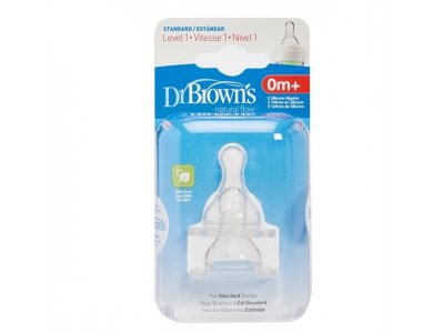 Dr. Brown's Θηλές Options+, 0m+, Επίπεδο 1, με Στενό Λαιμό, 2τμχ