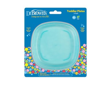 Dr. Brown's Ρηχά Πιάτα Φαγητού (TF 022) για Μωρά 4+ Μηνών, 3τμχ
