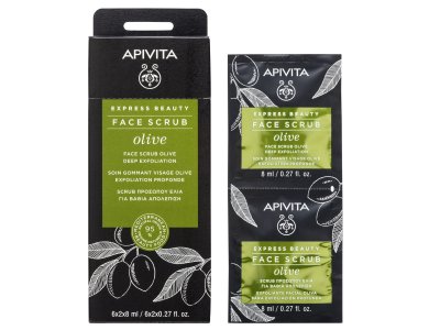 Apivita Express Beauty Scrub Προσώπου με Ελιά για Βαθιά Απολέπιση 2x8ml