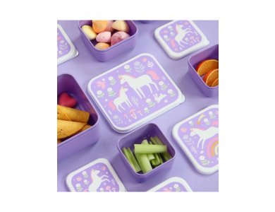A little lovely company: Σετ 4 δοχεία φαγητού Lunch & Snack Box - Unicorn Dreams