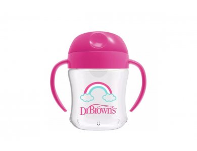 Dr. Brown's Soft Spout Transition Cup Εκπαιδευτικό Ποτηράκι Με Στόμιο Και Χερούλια Για 6m+, Pink, 180ml