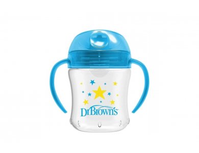 Dr. Brown's Soft Spout Transition Cup Εκπαιδευτικό Ποτηράκι Με Στόμιο Και Χερούλια Για 6m+, Blue, 180ml