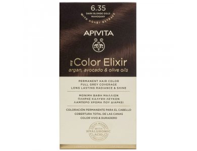 Apivita My Color Elixir, Μόνιμη Βαφή Μαλλιών No 6.35 Ξανθό Σκούρο Μελί Μαονί, 1 τεμάχιο