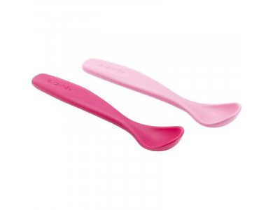 Suavinex Βοοο! Κουταλάκια φαγητού δύο τεμαχίων Για Μωρά 6m+ , Χρώμα Ροζ και Φούξια