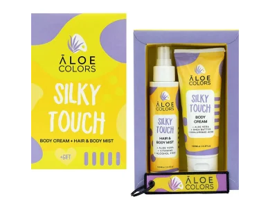 Aloe+Colors Silky Touch Gift Set Hair and Body Mist & Body Cream, Σπρέι Μαλλιών-Σώματος 100ml & Κρέμα Σώματος, 100ml & Δώρο Μπρελόκ