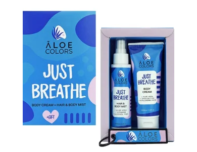 Aloe+Colors Just Breathe Gift Set Hair & Body Mist, Σπρέι Μαλλιών-Σώματος, 100ml & Body Cream, Ενυδατική κρέμα Σώματος, 100ml & Δώρο Μπρελόκ