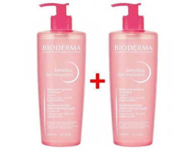 Bioderma Sensibio Gel Moussant 1+1 Δώρο, Απαλό Τζελ Καθαρισμού & Αφαίρεσης Μακιγιάζ για Ευαίσθητο Δέρμα, 2 x 500ml
