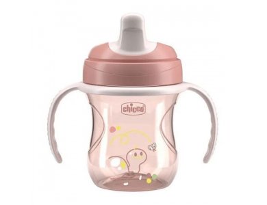 Chicco Training Cup Εκπαιδευτικό Ποτήρι-Κύπελλο Με Μαλακό Στόμιο Για 6m+, Ροζ, 200ml
