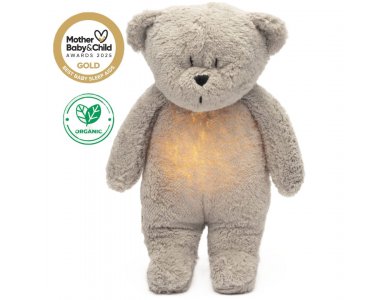 Moonie 2.0: Επαναφορτιζόμενο βοήθημα ύπνου με Ηχογράφηση & Αισθητήρα κλάματος, Οργανικό βαμβάκι, Gray, 1τμχ