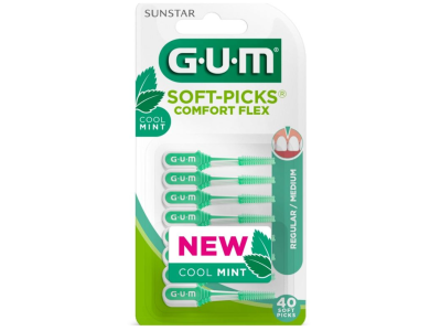 Gum Soft Picks Comfort Flex Cool Mint (670) Medium, Μεσοδόντια Βουρτσάκια, 40τμχ