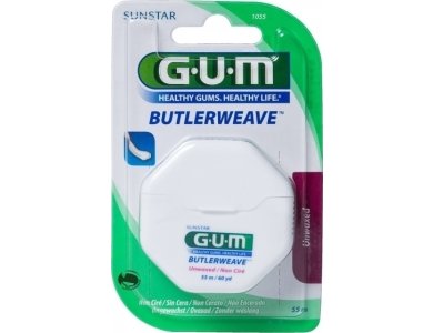 Gum Butlerweave Unwaxed (1055), Οδοντικό Νήμα Μη Κερωμένο, 55m