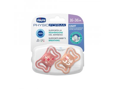 Chicco PhysioForma Light Πιπίλα Σιλικόνης Ροζ-Πορτοκαλί 16-36m, 2τμχ