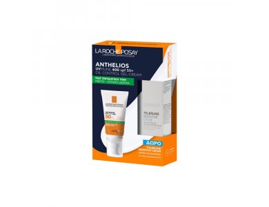La Roche Posay Anthelios UVMUNE 400 Oil Control Gel Cream SPF50+, Αντηλιακή Κρέμα Προσώπου 50ml & Δώρο Ενυδατική Κρέμα Toleriane Sensitive 15ml, 1 Σετ