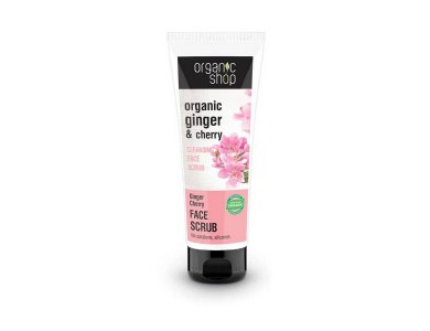 Organic Shop Face Scrub Ginger Cherry, Απαλό Απολεπιστικό Προσώπου για Καθαρισμό, 75 ml