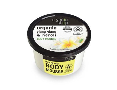 Organic shop Bali Flowers Body Mousse , Βιολογικό  Υλάνγκ-Υλάνγκ & Νερολί Σώματος, 250ml