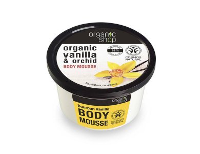 Organic Shop Bourbon Vanilla Body Mousse, Βιολογική  Βανίλια & Ορχιδέα Σώματος, 250ml