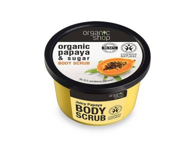 Organic Shop Body Scrub Juicy Papaya, Scrub Σώματος, Παπάγια και Zάχαρη, 250ml