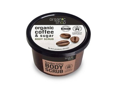 Organic Shop Body Scrub Brazilian Coffee, Scrub Σώματος, Καφέ Βραζιλίας & Ζάχαρη, 250ml