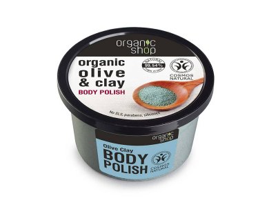 Organic Shop Body Polish Olive Clay, Scrub σώματος, Ελιά & Άργιλος, 250ml