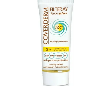 Coverderm Filteray Face Plus Sunscreen, Αντιηλιακό Προσώπου Χωρίς Χρώμα SPF30 για Ξηρές-Ευαίσθητες Επιδερμίδες, 50ml
