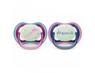 Philips Avent Ultra Air Nighttime, Ορθοδοντική Πιπίλα Σιλικόνης, Αστεράκι, 6-18m, 2τεμ