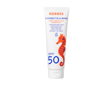Korres Coconut & Almond Kids Sensitive Sunscreen SPF50, Παιδικό Αντηλιακό Καρύδα & Αμύγδαλο με Υψηλή Προστασία για Πρόσωπο & Σώμα, 250ml
