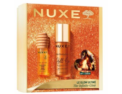 Nuxe Xmas Promo the Infinity Glow Huile Prodigieuse Or Ιριδίζον Ξηρό Λάδι για Πρόσωπο, Σώμα & Μαλλιά σε Roll On, 60ml, & Honey Lip Care Reve De Miel Honey Lip Care Oil Gloss για Ενυδάτωση Χειλιών, 10ml & Δώρο Κλιπ Μαλλιών, 1τμχ, 1σετ