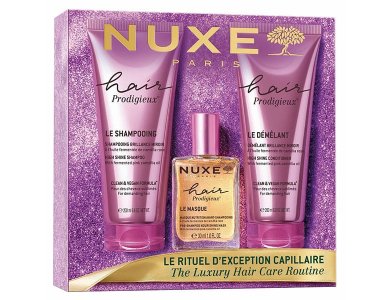 Nuxe Xmas Promo Hair Prodigieux με High Shine Shampoo Σαμπουάν Λάμψης με Εκχύλισμα Ελαίου Ροζ Καμέλιας, 200ml, Conditioner για Λάμψη & Ενυδάτωση, 200ml, & Pre-Shampoo Nourishing Mask Μάσκα Θρέψης Πριν το Σαμπουάν 30ml, 1σετ