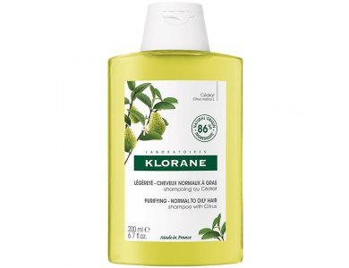 Klorane Citrus Shampoo for Normal to Oily Hair, Σαμπουάν Κίτρο για Λάμψη με Τάση Λιπαρότητας, 200ml
