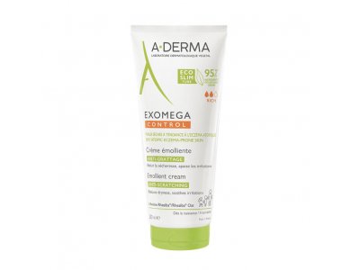 A-Derma Exomega Control Emollient Cream, Ενυδατική Κρέμα Ανάπλασης Σώματος για Ξηρές Επιδερμίδες, 200ml