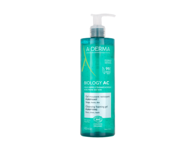 A-Derma Biology AC Gel Mouusant, Αφρίζον Τζελ Καθαρισμού Προσώπου, 400ml