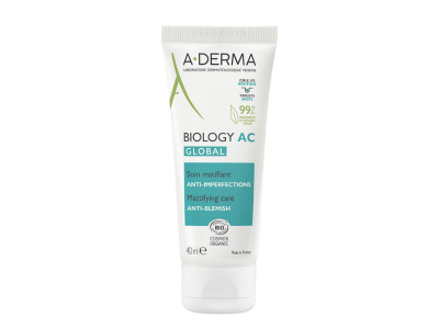 A-Derma Biology AC Global Mattifying Care Anti-Blemish, Ενυδατική Κρέμα κατά των Ατελειών, 40ml