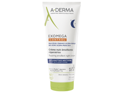 A-Derma Exomega Control Repairing Emollient Night Cream, Επανορθωτική Μαλακτική Κρέμα Νυκτός, 200ml