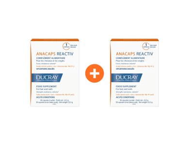 Ducray - Anacaps Reactiv Promo -20%, Συμπλήρωμα διατροφής για Μαλλιά & Νύχια, 2x30caps