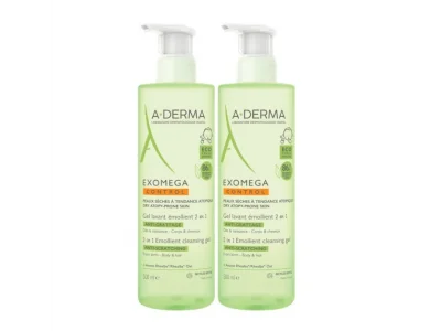 A-Derma Promo Set Exomega Control 2 in 1 Anti-Scratching Emollient (-50% στο Δεύτερο Προϊόν) 2x500ml, Τζελ Καθαρισμού, 2τμχ