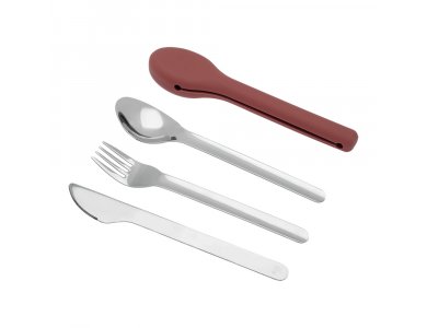 Ecolife Cutlery Red, Σετ μαχαιροπίρουνα σε θήκη Σιλικόνης, 1σετ
