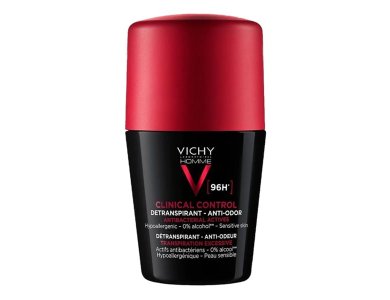 Vichy Homme Clinical Control 96h Detranspirant Anti-Odor Deodorant Roll-on, Αποσμητικό για Ευαίσθητες Επιδερμίδες, 50ml